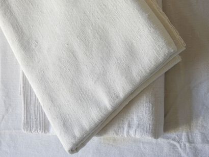 Two hemp tablecloths with strips 200 x 190...