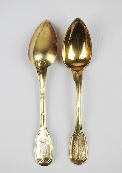 Suite of eleven coffee spoons in vermeil...