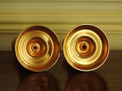 Pair of gilt bronze toilet candlesticks in...