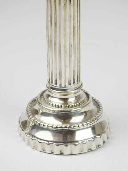 Pair of candlesticks of toilet in silver...