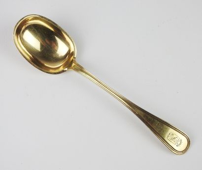 Gilded silver compote spoon, Vieillard hallmark...
