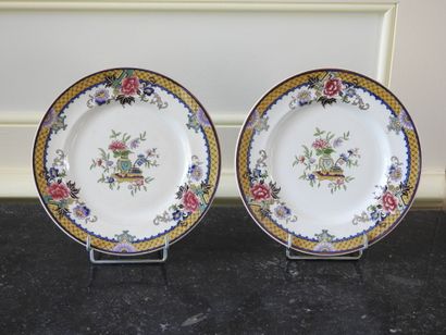 SARREGUEMINES: Pair of plates decorated in...