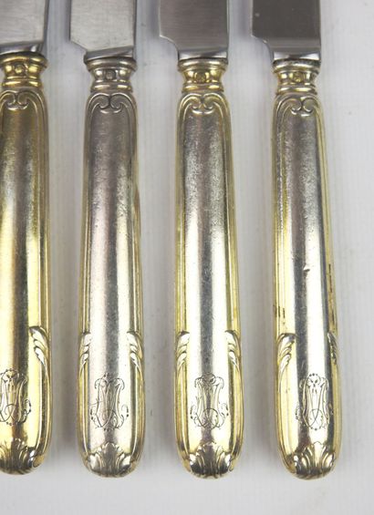 Set of twelve small knives with metal blade...