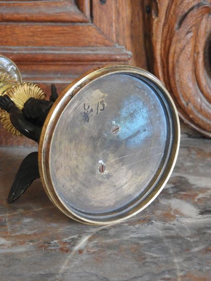 Desk inkwell and candlestick in crystal and...
