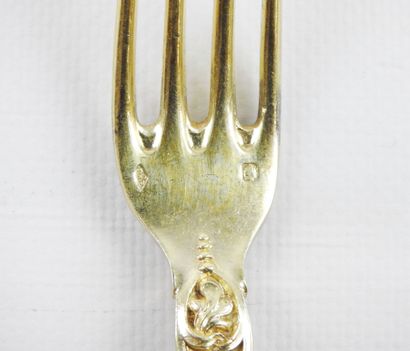 Rare silver gilt dessert set with rich decoration...