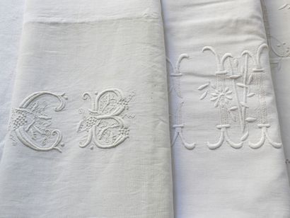 Four Large Linen Sheets figured AJ - HC -...