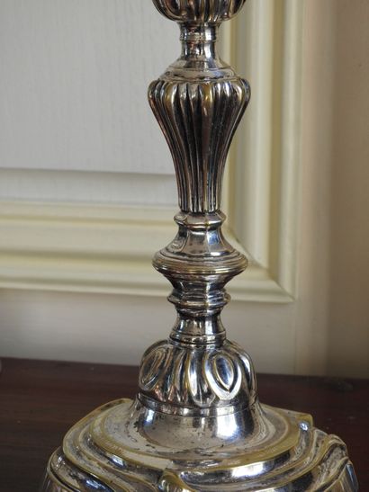 Pair of silver plated bronze torches with...