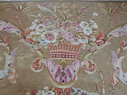 Large Aubusson carpet, the brown field decorated...