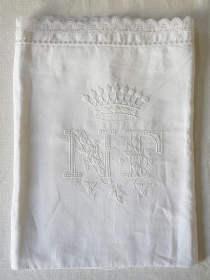Pair of pillowcases chiffonized N.F. under...