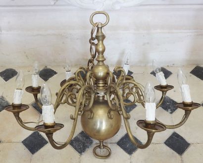 Dutch bronze chandelier with eight arms of...