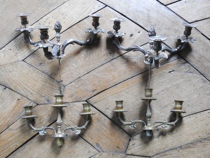 Meeting of two pairs of torch bouquets with...