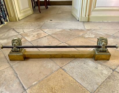 Fireplace bar in bronze decorated with lions....