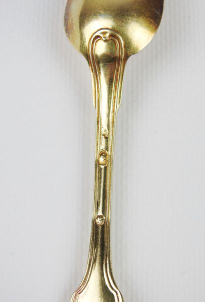 Suite of eleven coffee spoons in vermeil...