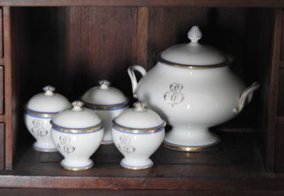 Suite of four creamers and a round sugar...