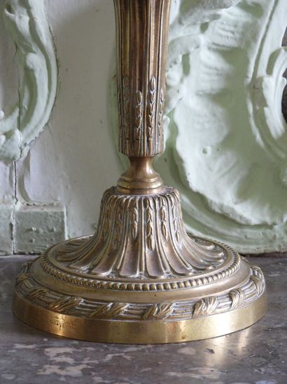 Pair of Louis XVI style gilt bronze fluted...
