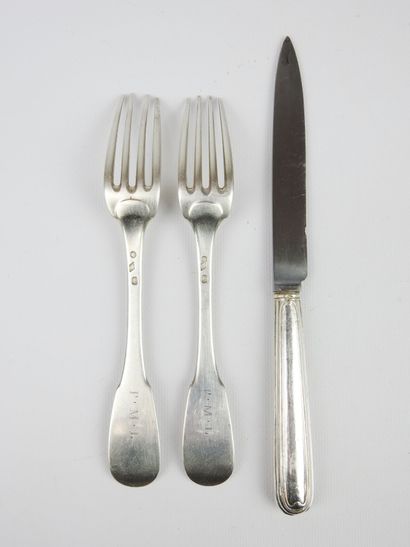 Pair of silver forks, hallmark Viellard 1st...