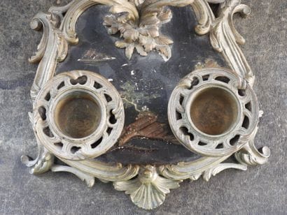 Inkwell in bronze of rocaille style with...