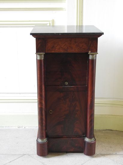 Mahogany and mahogany veneer bedside table,...