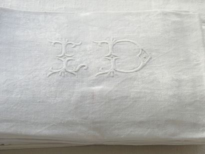 Twelve Large Damask Napkins of Flowers with...