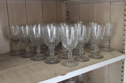 Suite of twenty-two glass water glasses with...