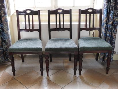 Suite of six mahogany chairs with openwork...