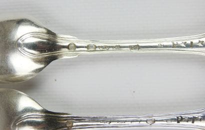 Suite of four silver coffee spoons, Paris...