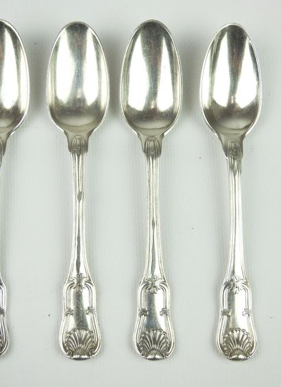 Suite of four silver coffee spoons, Paris...