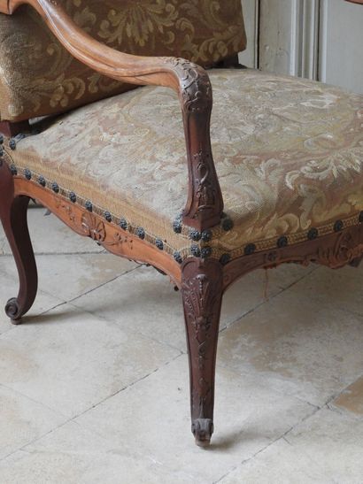Regency style armchair in natural wood resting...