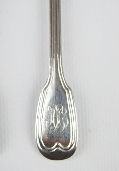 Suite of ten small silver spoons Minerve...