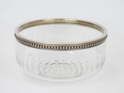 Salad bowl out of cut crystal and silver...