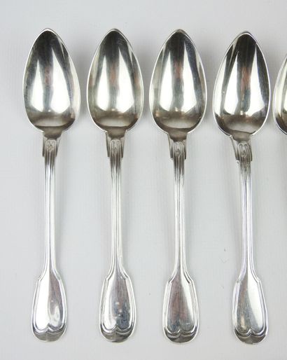 Suite of ten small silver spoons Minerve...