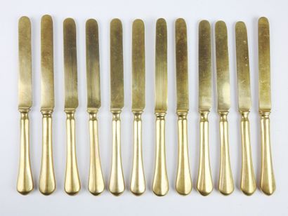 Suite of twelve gilt metal entremet knives....
