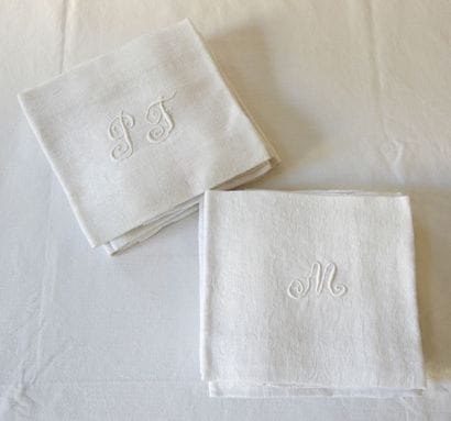 Two times six napkins big linen borders with...