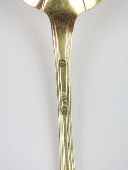 Gilded silver compote spoon, Vieillard hallmark...