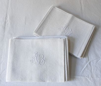 Six towels with A.B. numbers.