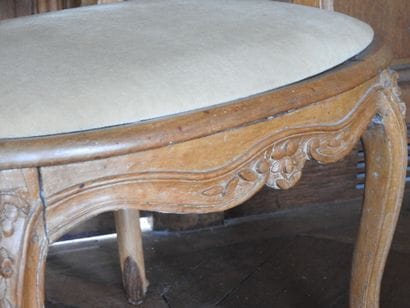 Armchair in molded and carved beech with...