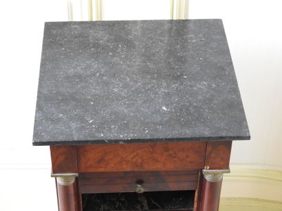 Mahogany and mahogany veneer bedside table,...