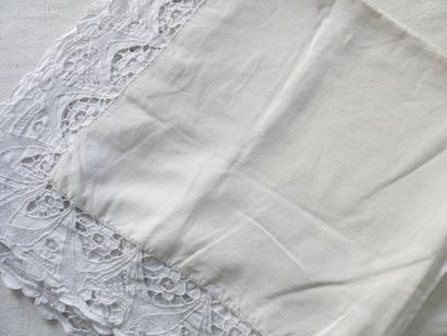 Pair of Large Pillowcases Richelieu Embroidery...