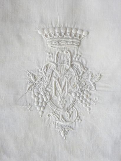 Pillowcase with M.O. under the crown of Count...