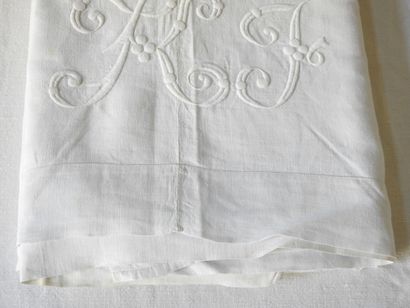 Large Linen Sheet with K.J. under the crown...