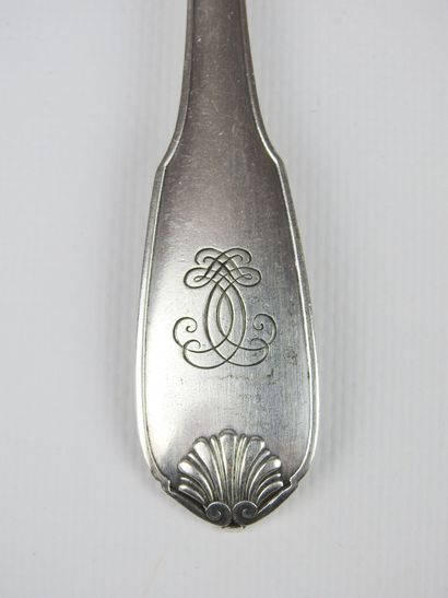 Silver service cover and cream ladle, minerve...