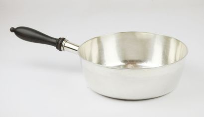 Silver pan Minerva. Blackened wood handle....