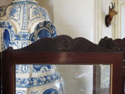 Screen with five leaves in mahogany, lower...