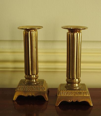 Pair of gilt bronze candlesticks in the Louis...