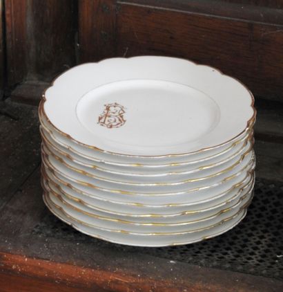 Part of table service in enamelled and gilded...