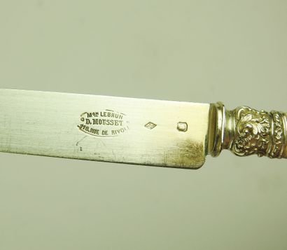 Suite of six gilt silver and mother-of-pearl...