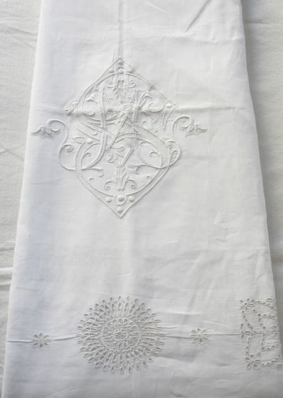 Two large linen sheets, DM 230 x 340 cm and...
