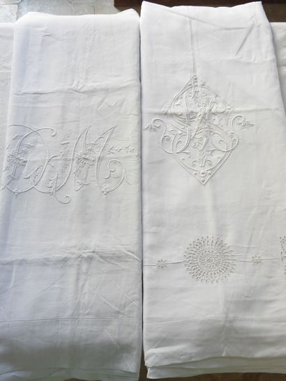 Two large linen sheets, DM 230 x 340 cm and...