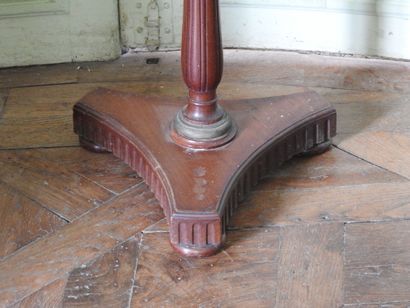 Small mahogany and white marble pedestal...