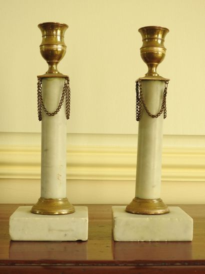 Pair of candlesticks in the Gustavian taste...
